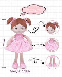 Soft Baby Doll Toys (12''), My First Baby Rag Doll for 1 Year-Old Girl Birthday Gift, Christmas Plush Toys Gift for Toddler Kids Infants -FloraBelle(Pink)