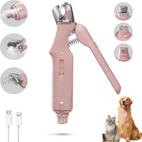 2-in-1 Cat & Dog Nail Clippers with Grinder and Dual LED Lights – Essentials for Dogs - Pink - image 2