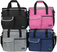 PetAmi Dog Travel Bag - Travel Pet Organizer with Food Container and Bowls, Perfect for Weekend Camping, Cat Diaper Bag (Pink, Large)