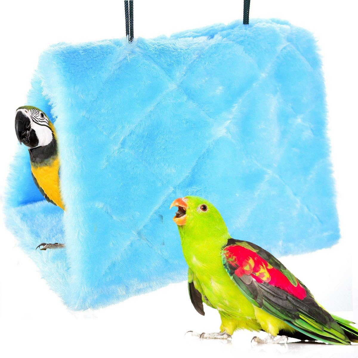MOACC Winter Warm Bird Nest House Shed Hut Hanging Hammock Finch Cage - M / Blue