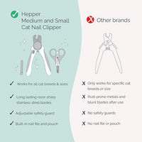 Hepper Cat Nail Clipper Kit - Small & Large Sharp Claw Clippers with Nail File & Storage Pouch - Safety Guard & Lock - Professional Cat Manicure