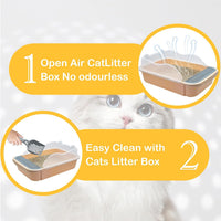 Open Cat Litter Box with High Side - 【Khaki】 - image 4