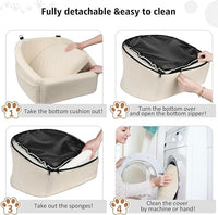 Dog Car Seat for Small Medium Dogs,Detachable Washable Dog Booster Seat Under 30lbs, Pet Car Seat Travel Bed with Storage Pockets and Dog Safety Belt (White)