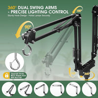 Dual Reptile Lamp Stand, 360°Rotatable Flexible Arms - 7.87-73.61 inch - image 2