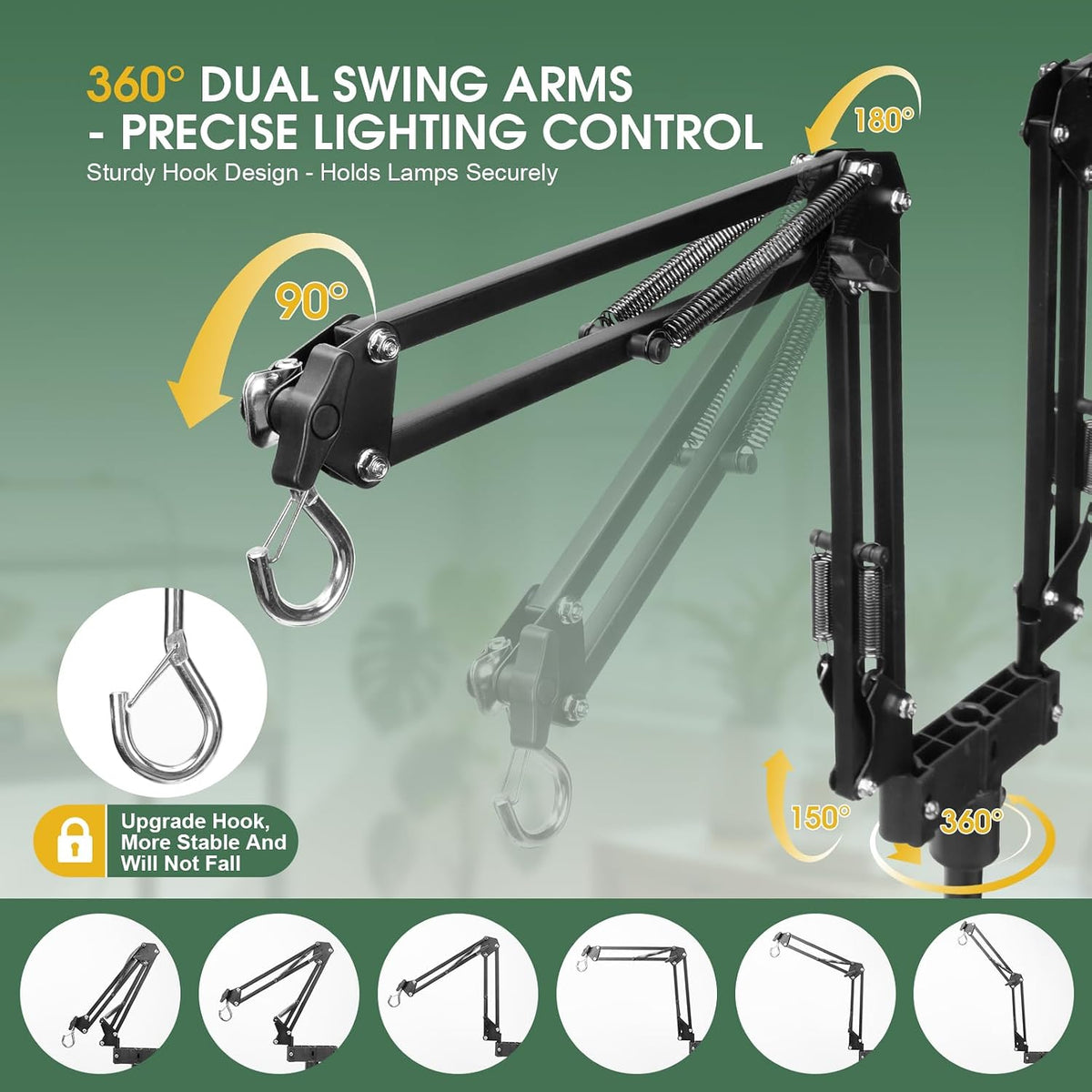 Dual Reptile Lamp Stand, 360°Rotatable Flexible Arms - 7.87-73.61 inch - image 2