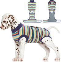 Dog Surgery Suit, Surgical Suit for Dogs, Dog Onesie for Surgery – Essentials for Dogs - S(back:11.4-13.4in,wt:7-15lbs) / Dark Blue Stripes