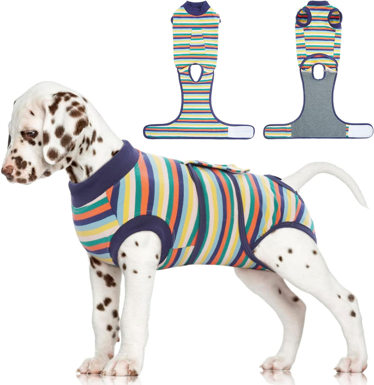 Dog Surgery Suit, Surgical Suit for Dogs, Dog Onesie for Surgery – Essentials for Dogs - S(back:11.4-13.4in,wt:7-15lbs) / Dark Blue Stripes