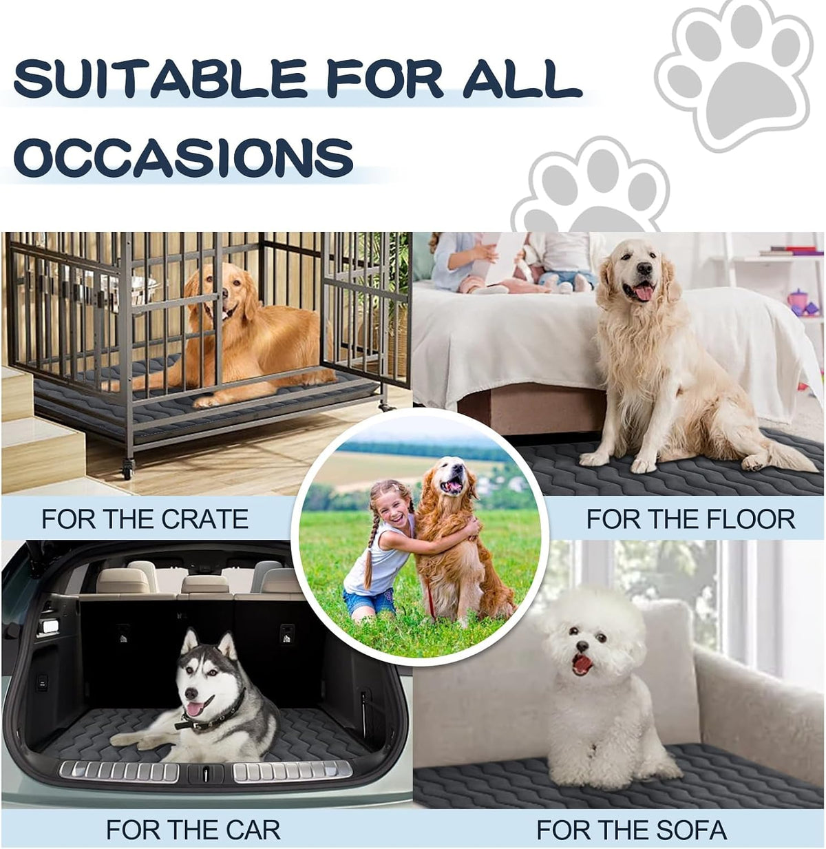 Bubble bear Dog Crate Mat, Ultra Soft - Upgraded Thick Black / 30.0"L x 19.0"W - image 4