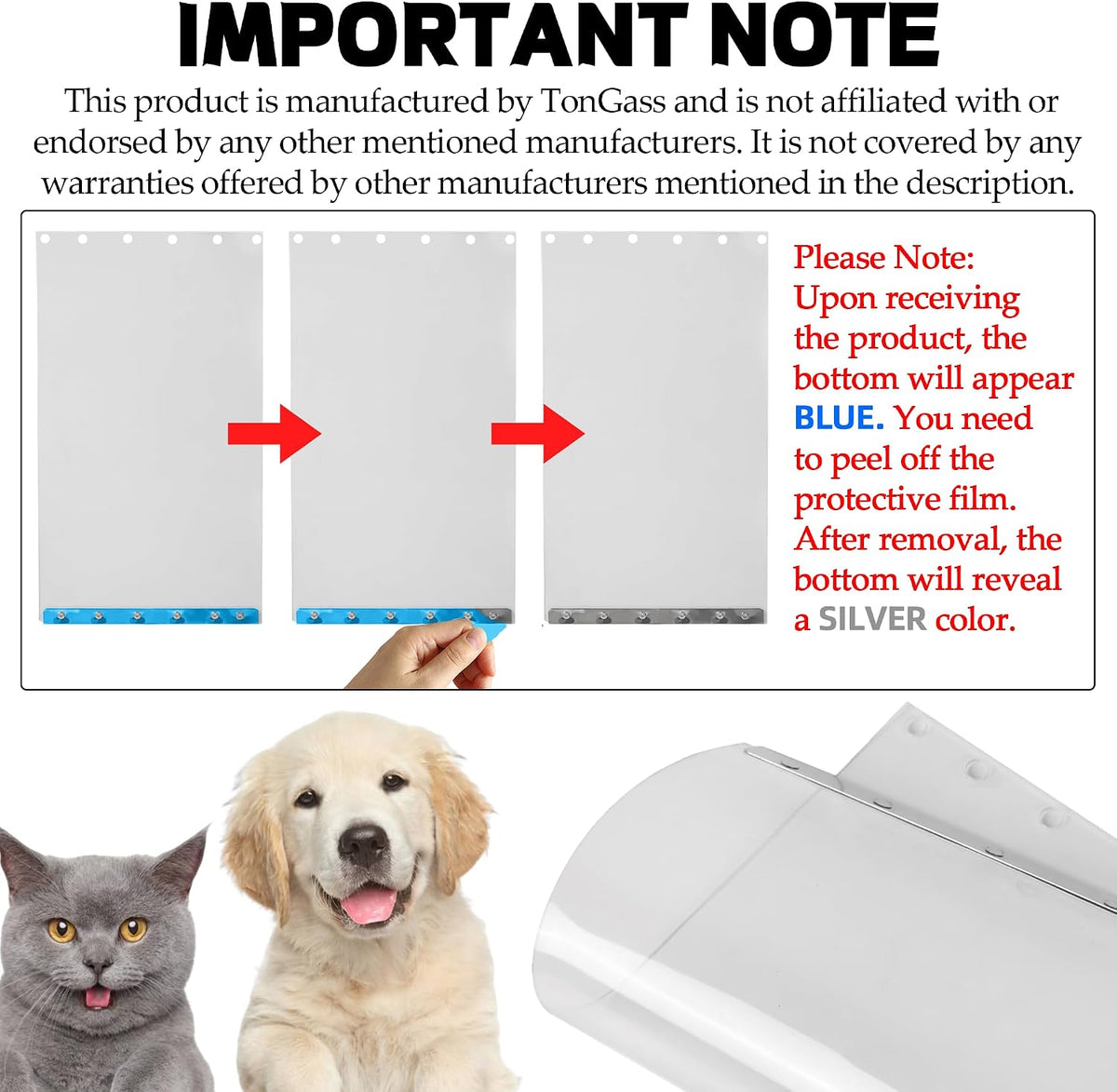 TonGass 10" x 18" Pet Door Flap Large Transparent Dog Door Flap - 2 / Large - image 3