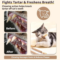6 Pack Silvervine Cat Chew Toys, Natural Dental Sticks for Indoor Cats, Kittens Teeth Cleaning, Catnip Alternative, Interactive Play, Yellow