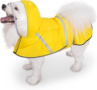 Dog Raincoat, Adjustable Rain Jacket with Hooded Double Layer for Large Medium Small Dogs Puppies - Yellow / Large