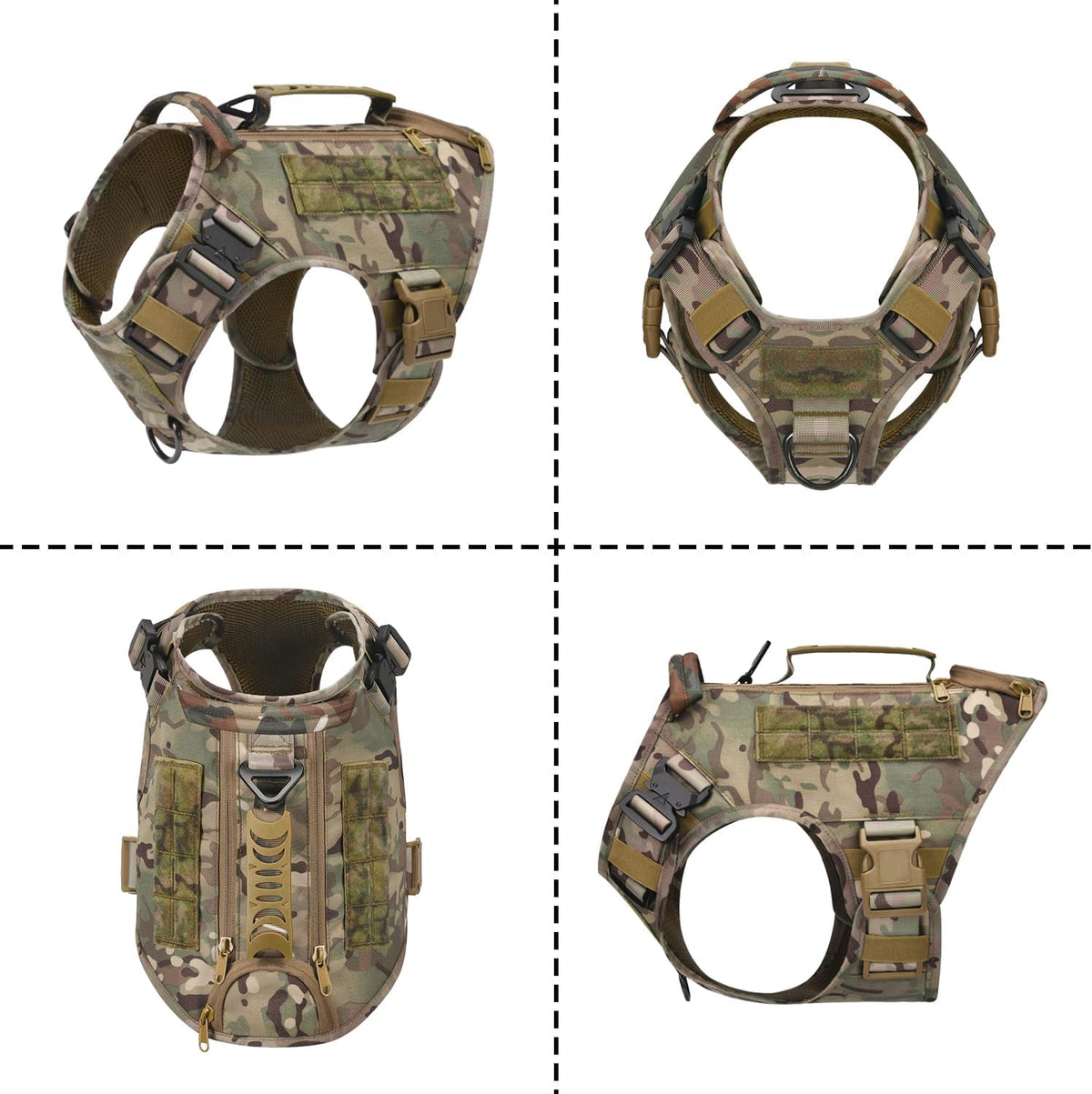 Tactical Dog Backpack Harness for Large Breed Original Design Metal - XL / Camouflage (vest only) - image 3