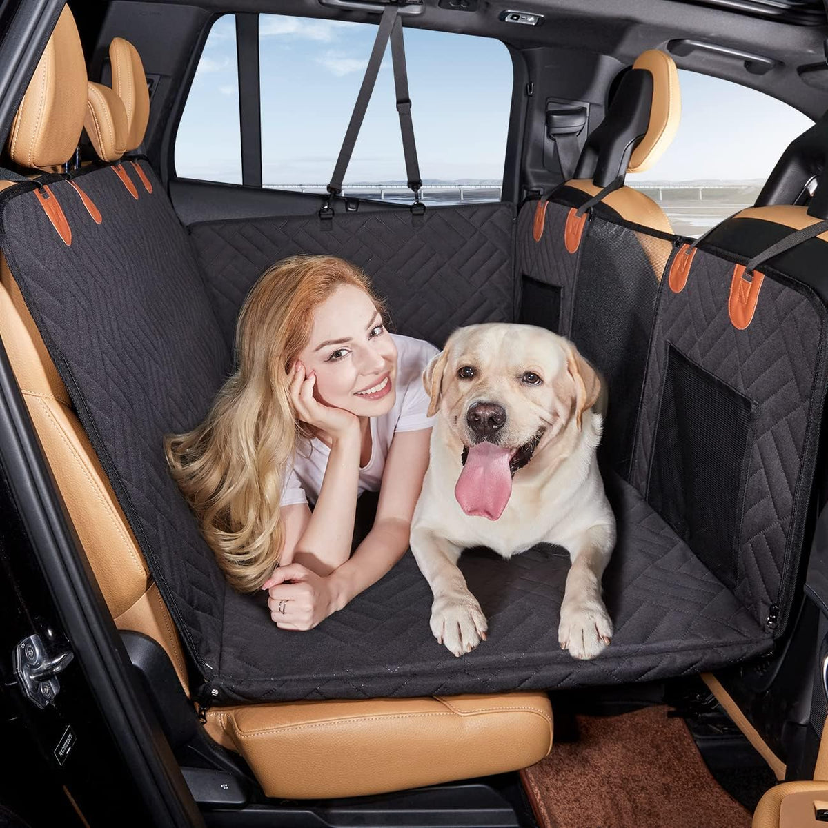 Hard Bottom Dog Car Seat Cover for Back Seat - Black / For Car/SUV/Small Truck