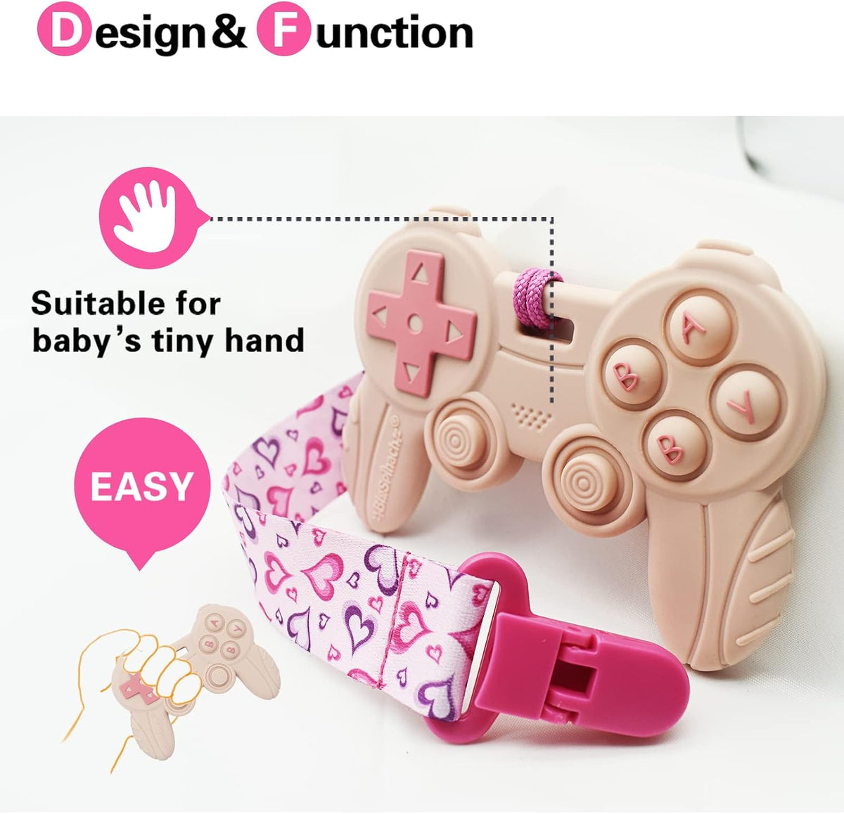 Cool Remote Game Control Teething Toy for Babies 0-6-12 Months - Pink - image 4