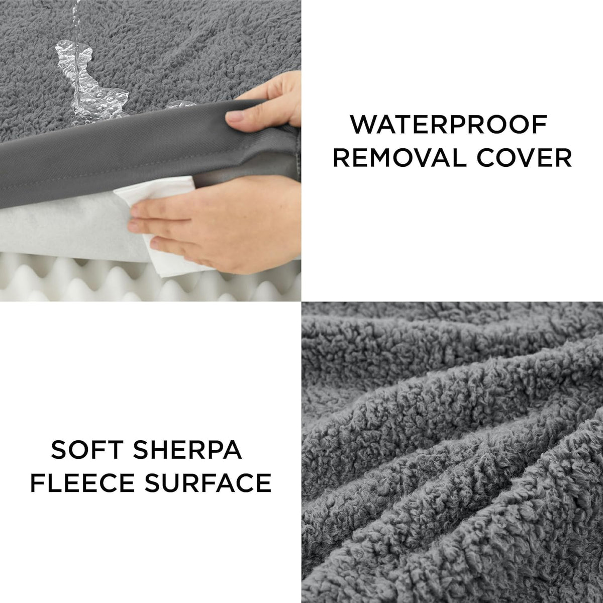 LE SURE Waterproof Dog Bed Cover Replacement - Large / Dark Grey-Sherpa / Sherpa - image 4