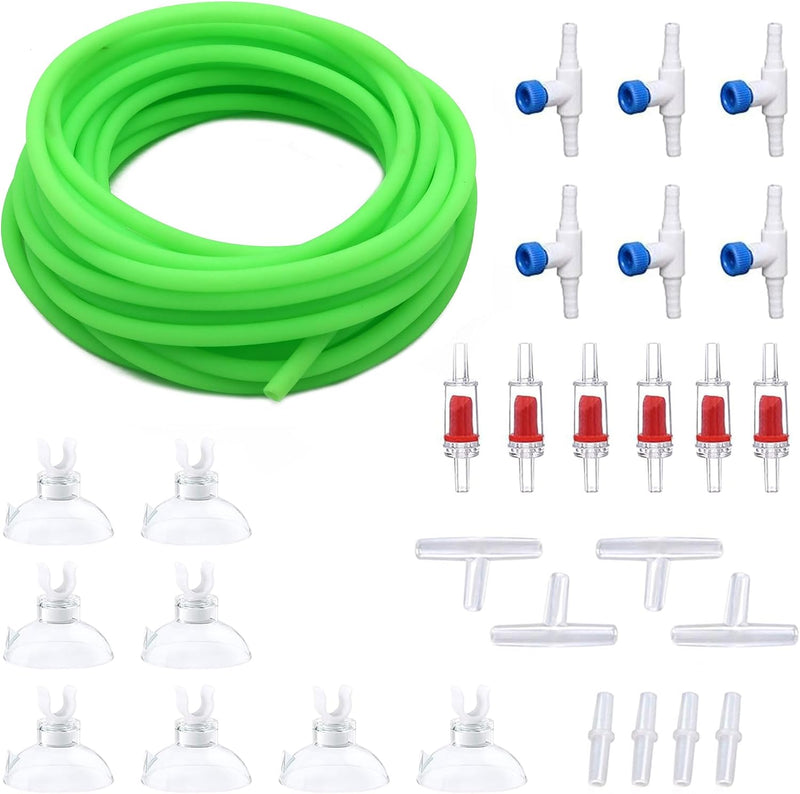 25ft Air Hose 3/16inch for Aquarium with Connector Accessories - 25 ft. / Green