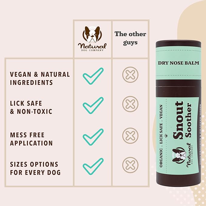 Natural Dog Company Snout Soother, Dog Nose Balm, Wax & Cream for Dry, Cracked Noses, Heals & Moisturizes with Shea Butter & Coconut Oil, Lick-Safe Nose Butter, Made in USA, 2 oz. Stick