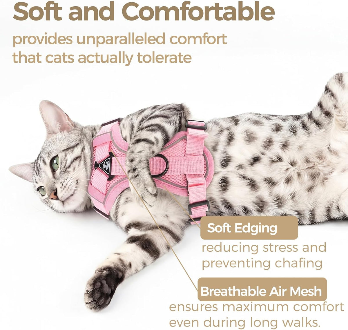Cat Harness and Leash Set, Escape Proof Cat Vest, XL - Pink / XX-Large - image 4