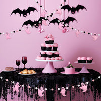 Whaline Halloween ghost felt banner with white ghosts in different expressions and black and orange  - view 4