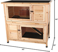 Trixie 2-Story Rabbit Hutch with Retreat Area, Non-Slip Ramp, Hinged Roof with Locking Arm, 4 Doors, 2 Metal Slide Latches, and Pull-Out Trays for Easy Cleaning