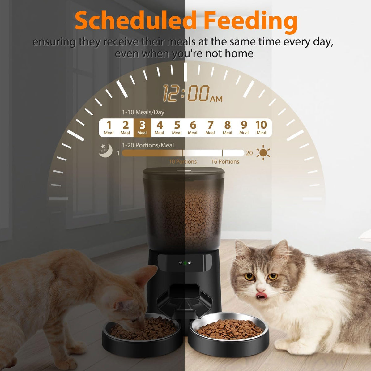 Automatic Cat Feeders for Two Cats - Black / WiFi - image 3