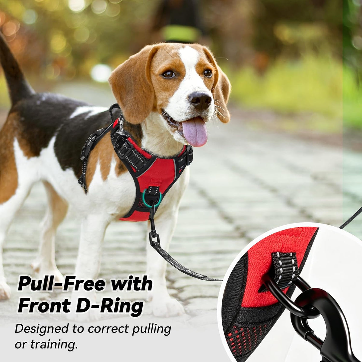 PoyPet No Pull Dog Harness Medium with Front Clip & Neck Release - S / Red - image 3
