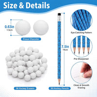 Tinlade 72 Pcs Sports Pencils and Erasers for Boys, Party Favors – Fun for Kids & Family - Street Hockey - image 2