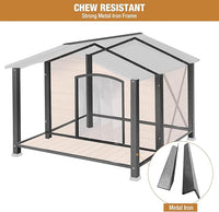 Extra Large Dog House Outdoor Weatherproof, Strong Metal Chew Proof Frame Dog Kennel for Small Medium Large Dogs