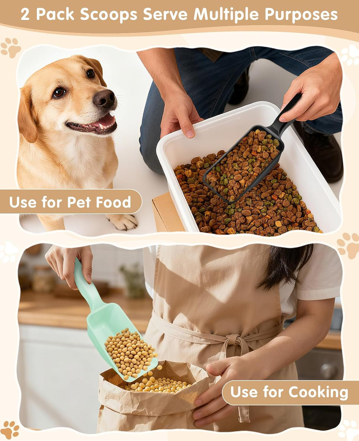 2-Pack Dog Food Scoop 1 Cup - Black and Green - image 2