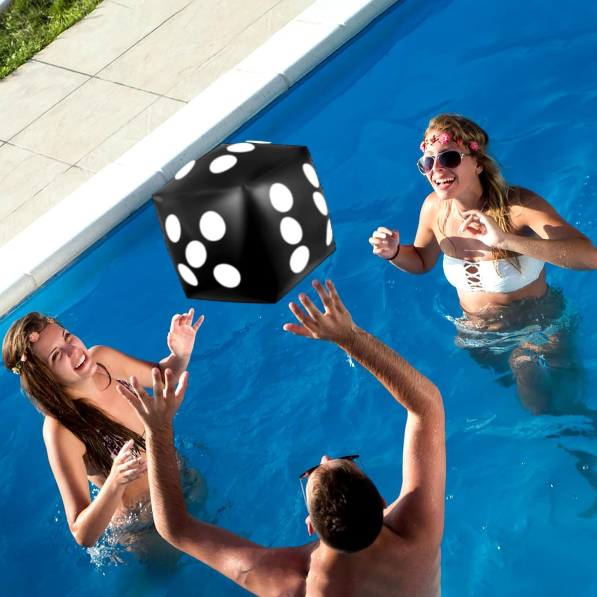 Mototo 4 pack jumbo inflatable dice in red, white, black and blue - view 10