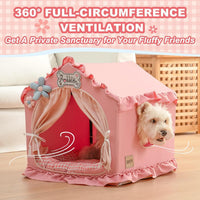 Indoor Dog House with Frame, Cute Dog Tent Bed with Cover Cave - Medium Loose ( 20" × 20" × 20" ) / Pink - image 2