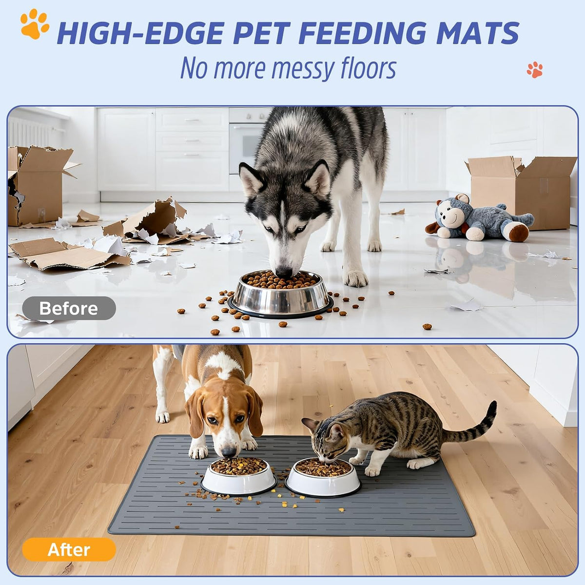 Large Dog Mats for Food and Water - Gray / 40"L x 30"W - image 3