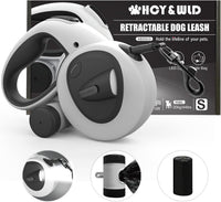 4-in-1 Retractable Dog Leash with LED Light & Dispenser & Poop Bags – Essentials for Dogs - Small