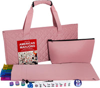 Jongyance American Mahjong Set with Blue Carrying Bag - Nude Pink