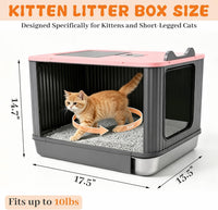 Stainless Steel Cat Litter Box Enclosed, Dual Entry - Pink - image 2
