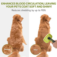 Dog Brush Kit – 3 PCS Grooming Set with Self-Cleaning Brush, Undercoat Rake & Pet Bath Brush. Great for Shedding, Tangles & Dirt Removal – Ideal for Long & Short Haired Dogs & Cats, Green