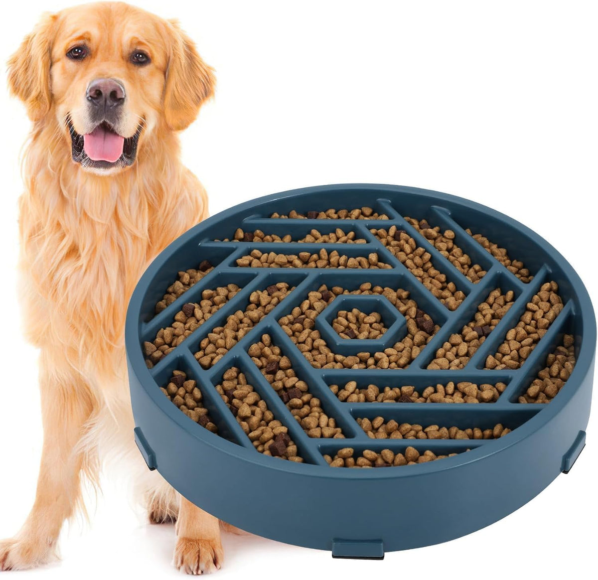 TOBYTO Slow Feeder Dog Bowls Large Medium Breed - Dark Blue