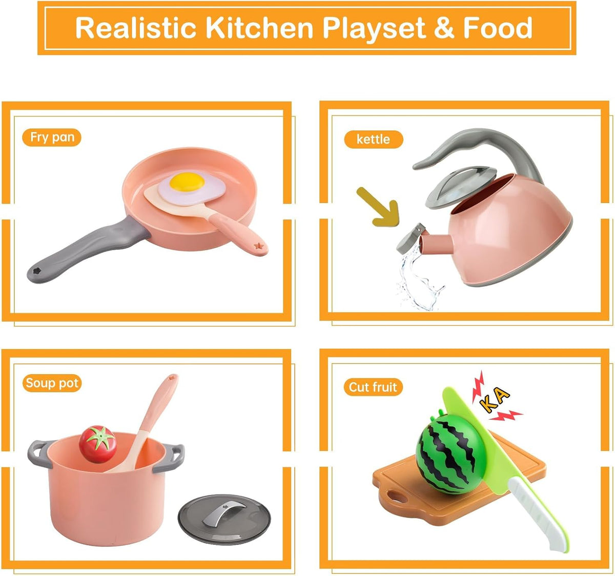 35Pcs Kids Kitchen Toy Accessories - Pink / 90Pcs - image 4
