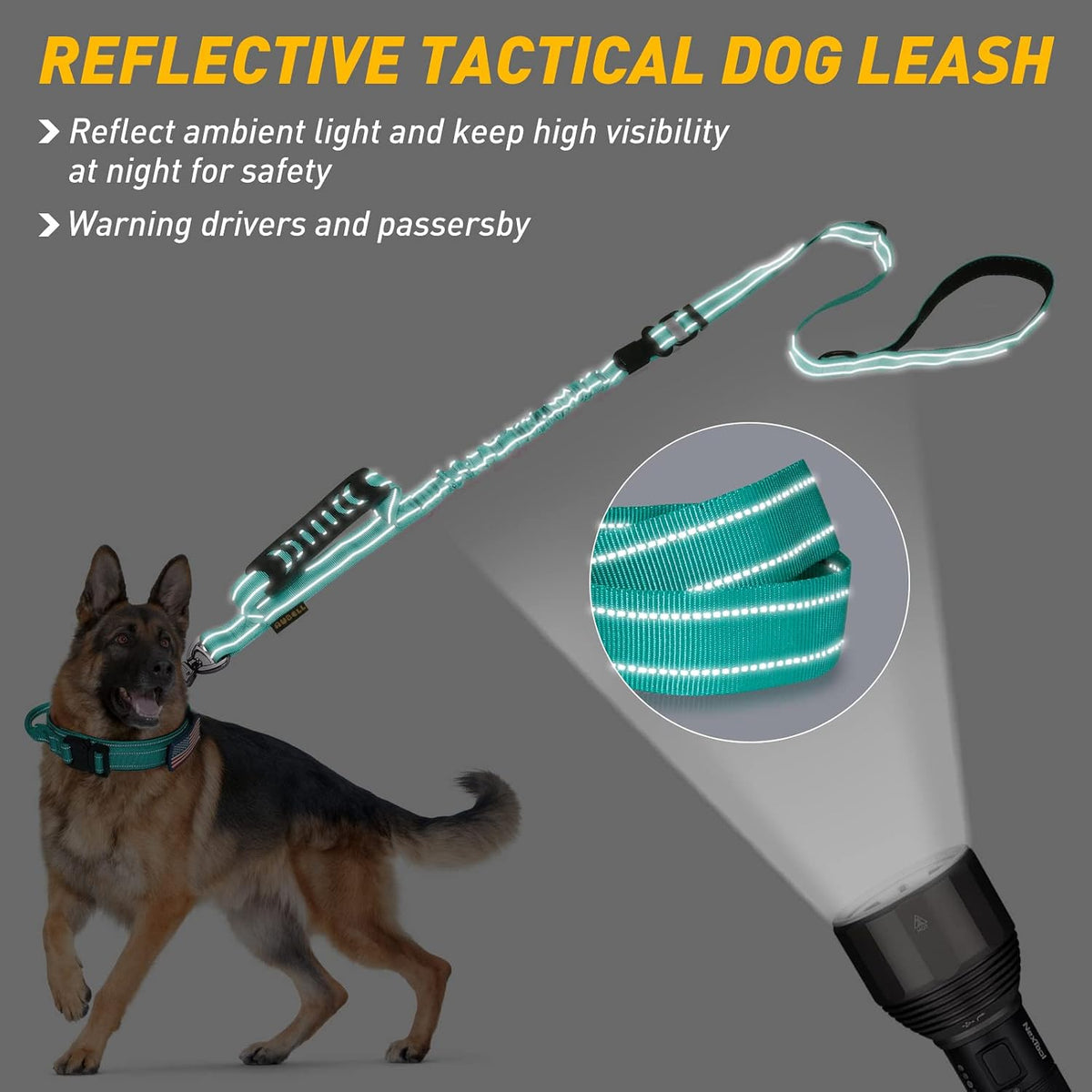 AUBELL Tactical Dog Leash Heavy Duty - Teal - image 4