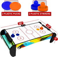 GOOSO 38 inch tabletop air hockey table for kids in green and black with LED scoring - view 3