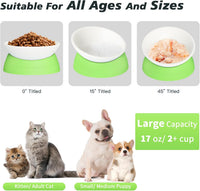 17 oz Raised Cat Food Bowls, Adjustable-Angle Pet Bowls - Milky White, Light Green - image 3