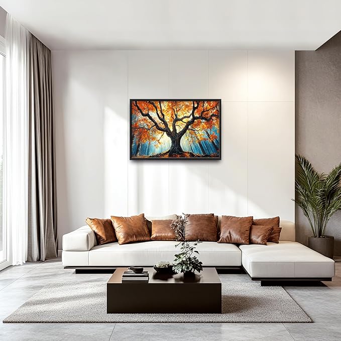 Extra Large Tree of Life Framed Wall Art for Living Room,Fall Autumn Forest Sunrise Landscape Pictures Wall Decor,Nature Canvas Print Painting Modern Artwork Bedroom Office 36L" x 24W"