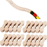 Hanaive 20 pack wooden train track connectors, dog bone shaped adapters - view 2