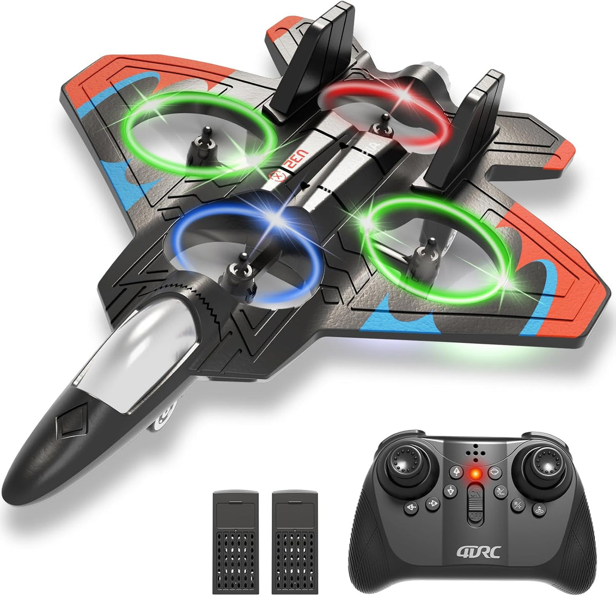 4DRC V32 Foam Remote Control Airplanes RC Planes for Kids Adults - Orange-2 Batteries