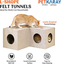 PETKARAY Cat Tunnel, Original Cat Hideaway Cave for Indoor Cats - L-shape Tunnel / Beige - image 2