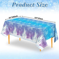 NatNarr 3 Pack Wood Grain Plastic Tablecloths - Frozen Castle - image 2