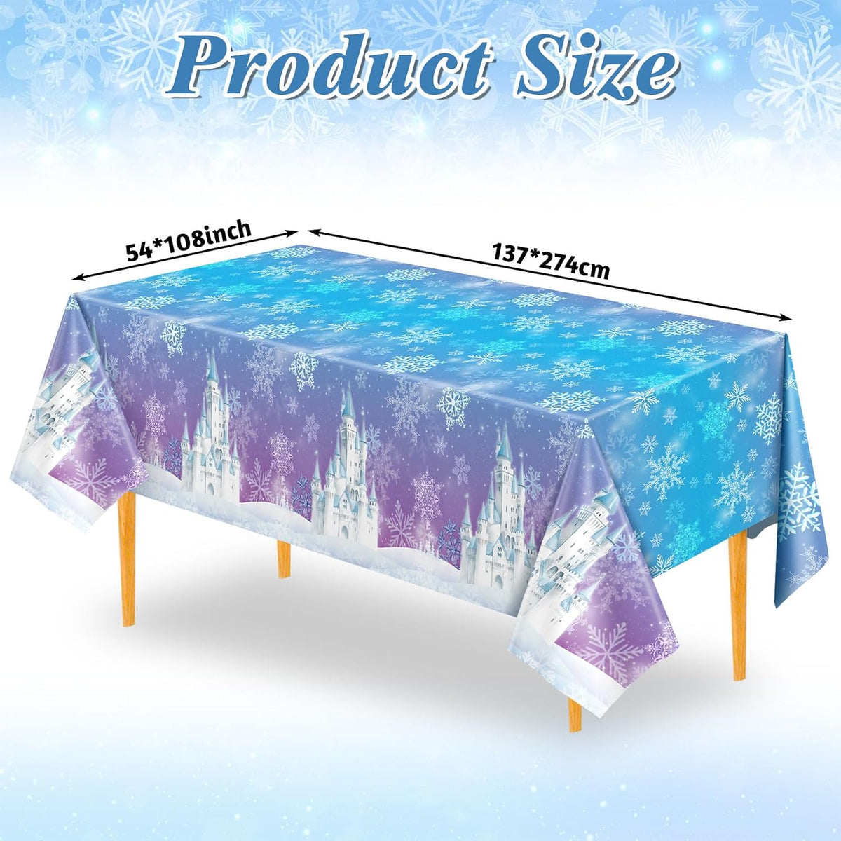 NatNarr 3 Pack Wood Grain Plastic Tablecloths - Frozen Castle - image 2