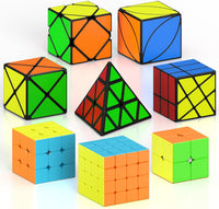 Vdealen Speed Cube Set, 2x2 4x4 Pyramid Mirror Dodecahedron Magic Cube Pack, Puzzle Cube Bundle - 8 Pack-Cube Set