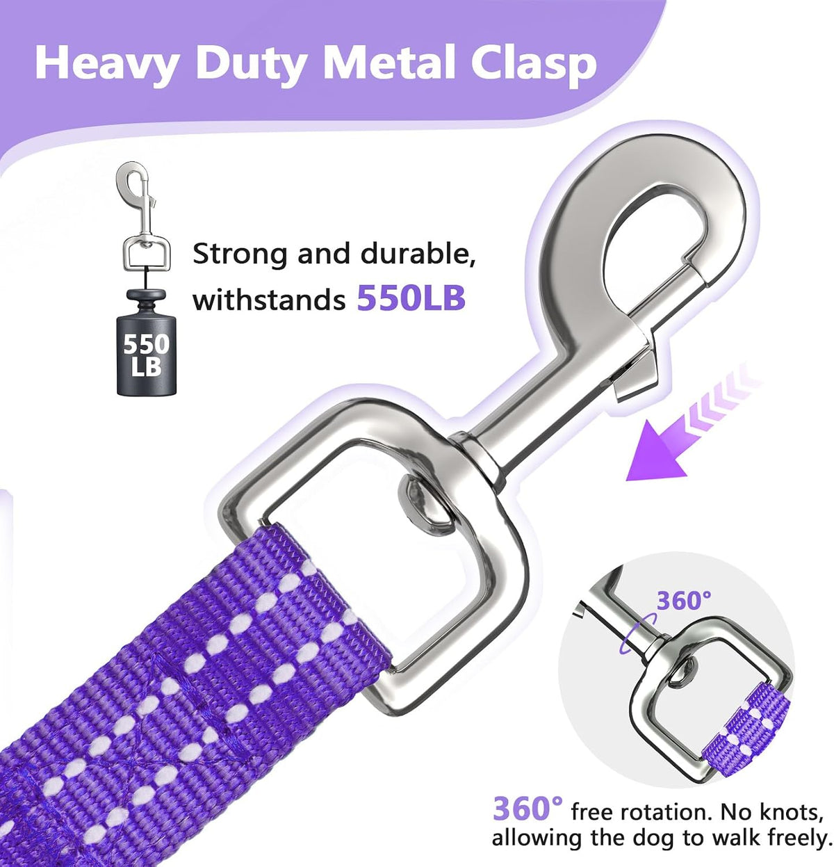 Long Dog Leash XiaZ Training Leashes 10/15/20/30/50/100ft Long Lead - C-Purple / 20 Feet - image 3