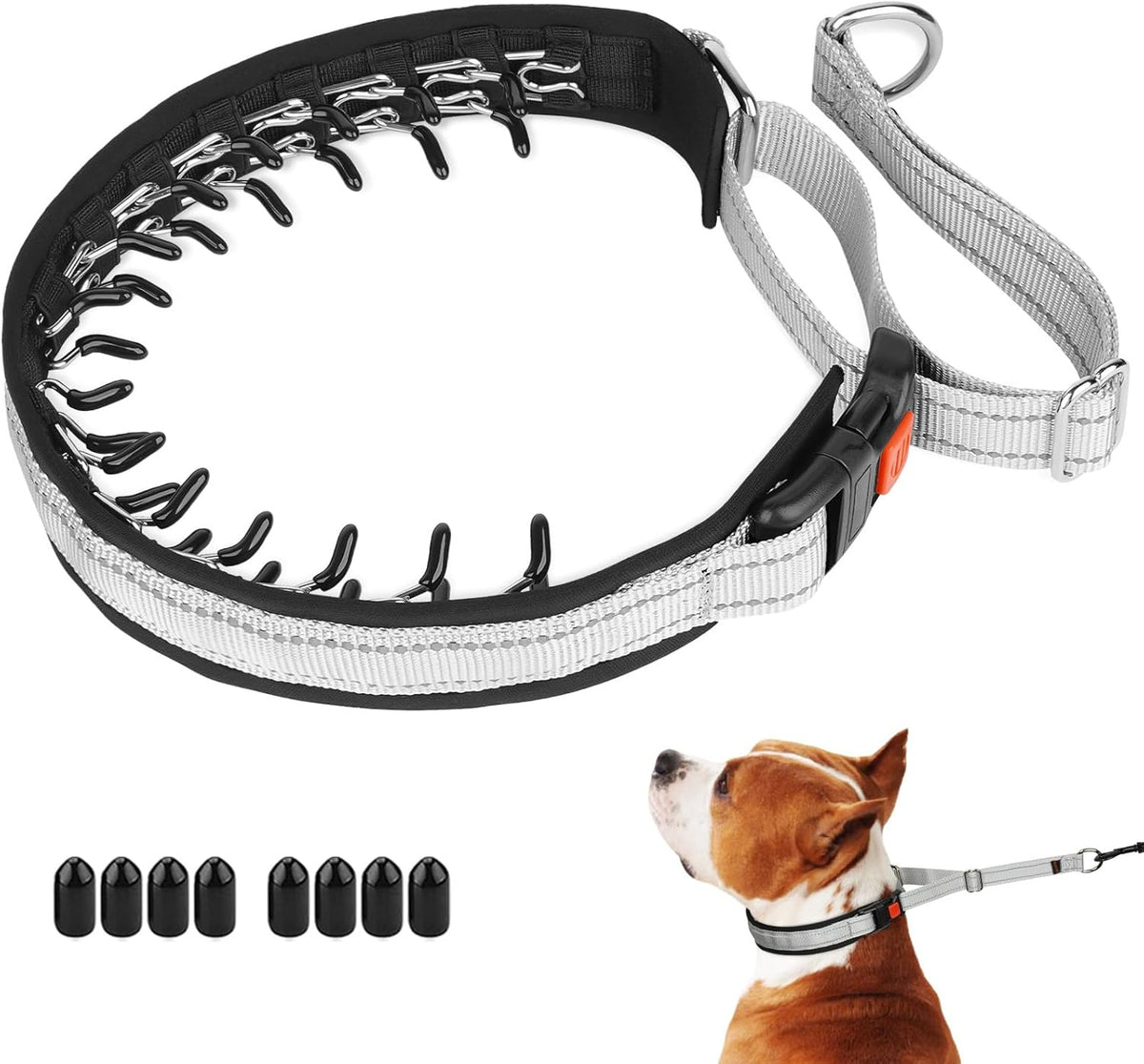 Martingale Dog Collar No Pull, M, Neck Cir 14.5"-18.5" - Grey(Reflective) / Medium,2.5mm,14.5"-18.5"Neck